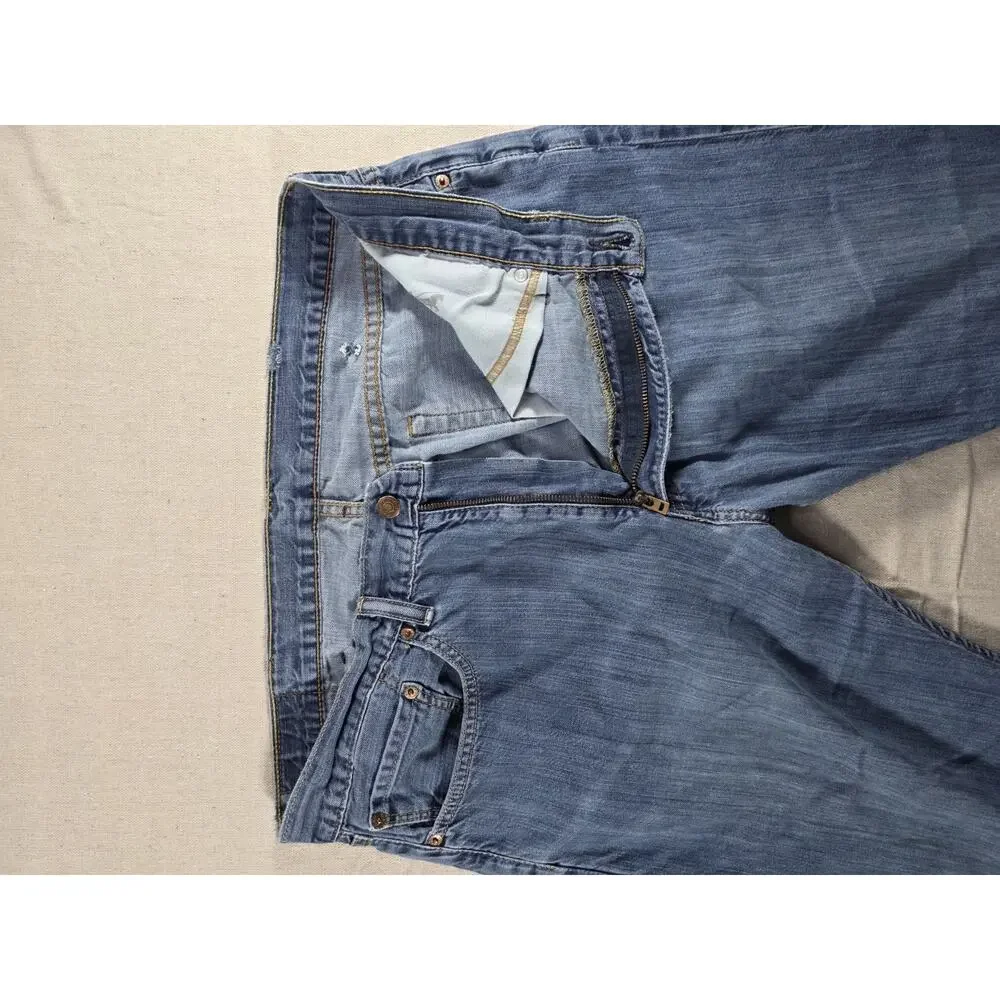 Levis 505 Slim Fit Jeans Mens 38x30 Light Wash Blue Denim Pants
